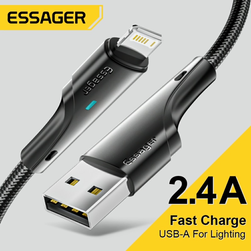 Essager 2M USB Cable For iPhone 13 12 11 Pro Max XR XS 8 7 6s 5 Plus Fast Charging Wire For iPhone Charger Charging Cable Cord