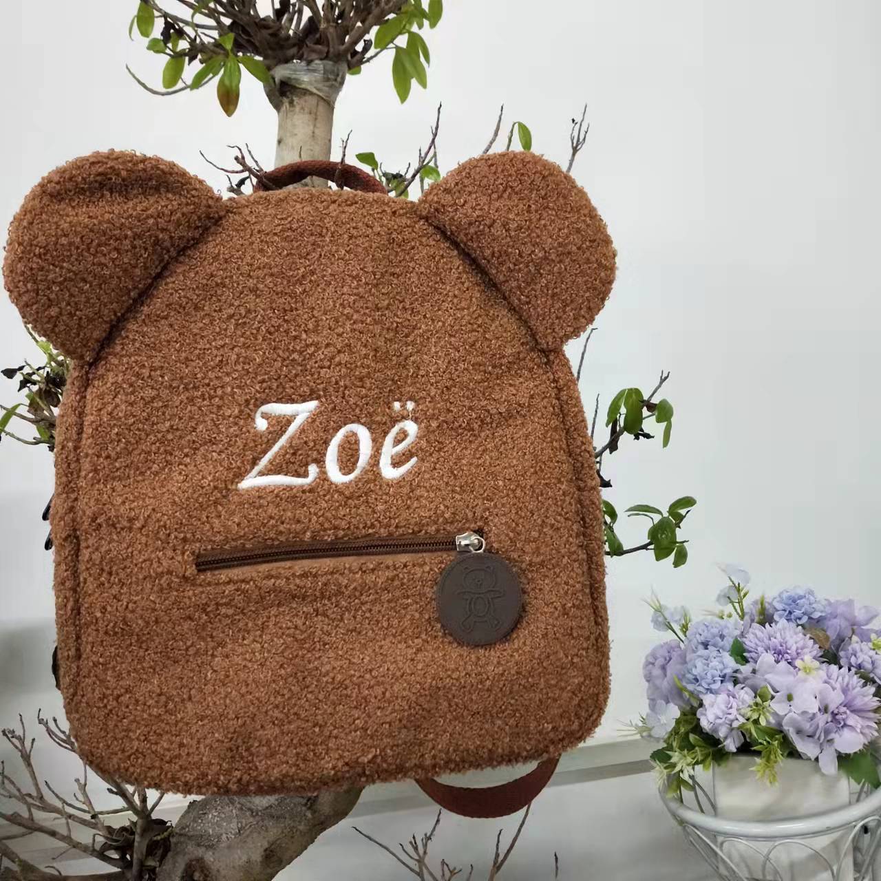 Personalised Embroidery Bear Backpack Embroidered Portable Children Travel Shopping Rucksack Women's Cute Bear Shoulder Backpack