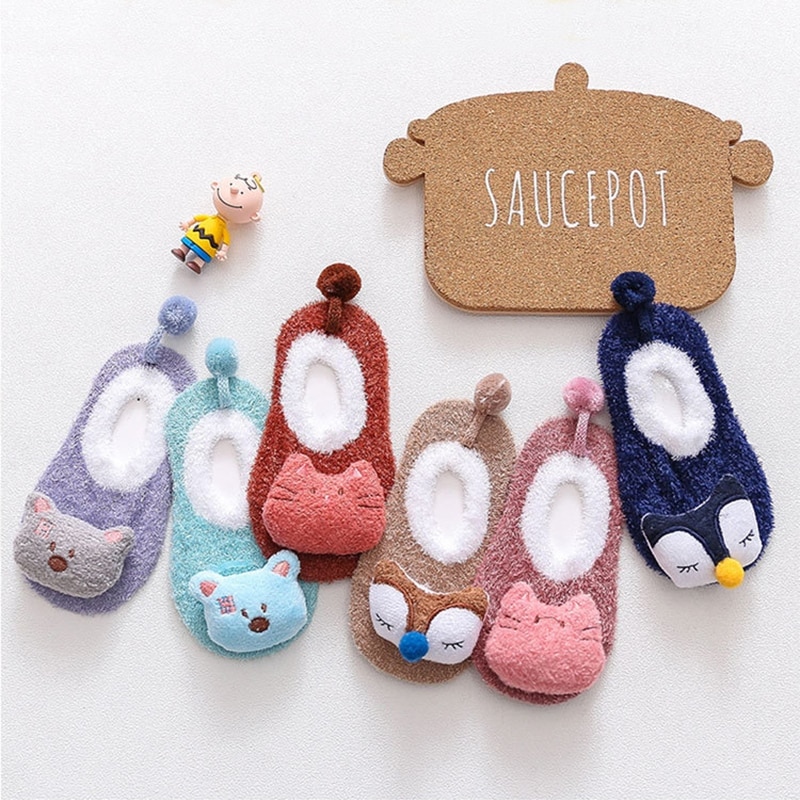 0-2Years Old Cute Baby Socks Children's Cartoon Socks Cotton Kids Socks Dispensing Non-slip Three-dimensional Baby Boy Baby Girl