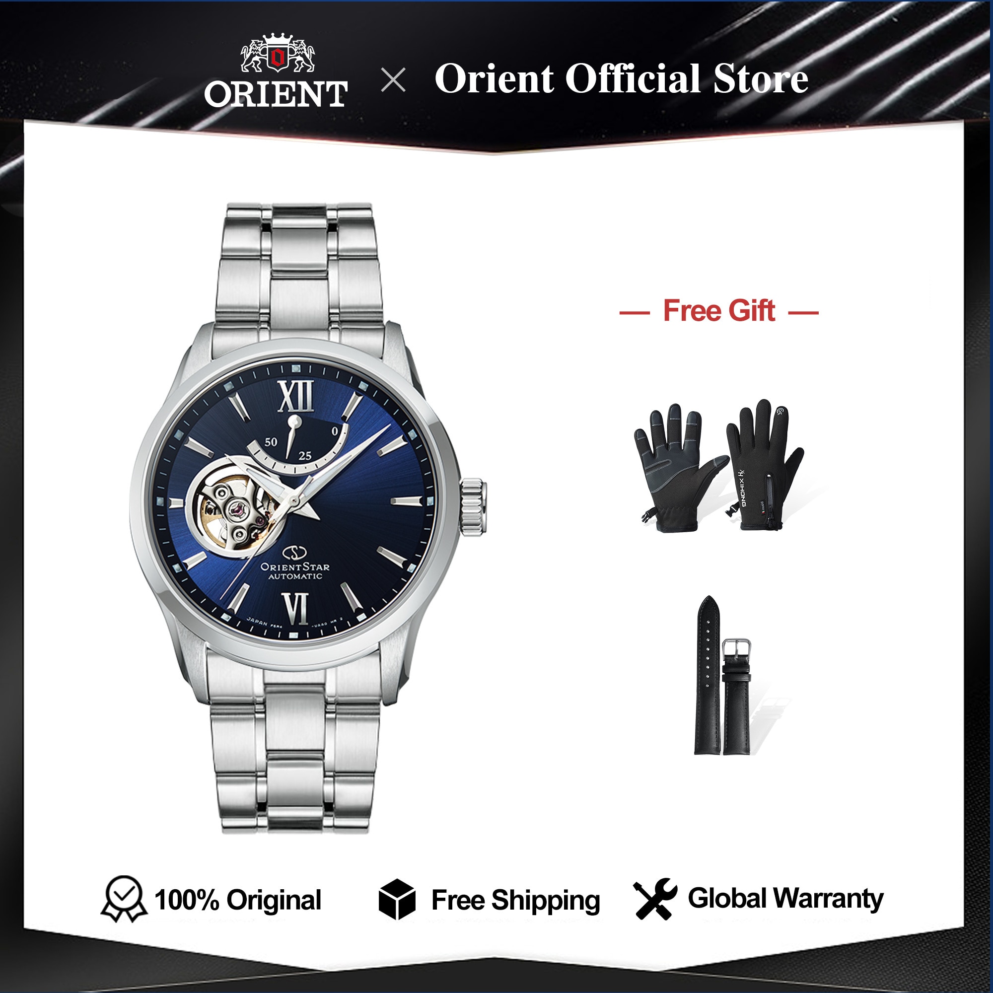 Original Orient Star MECHAN Watch,Japanese Wrist Watch Men,Semi Skeleton See-Through Sapphire 50H Power Reserve Limited Edition