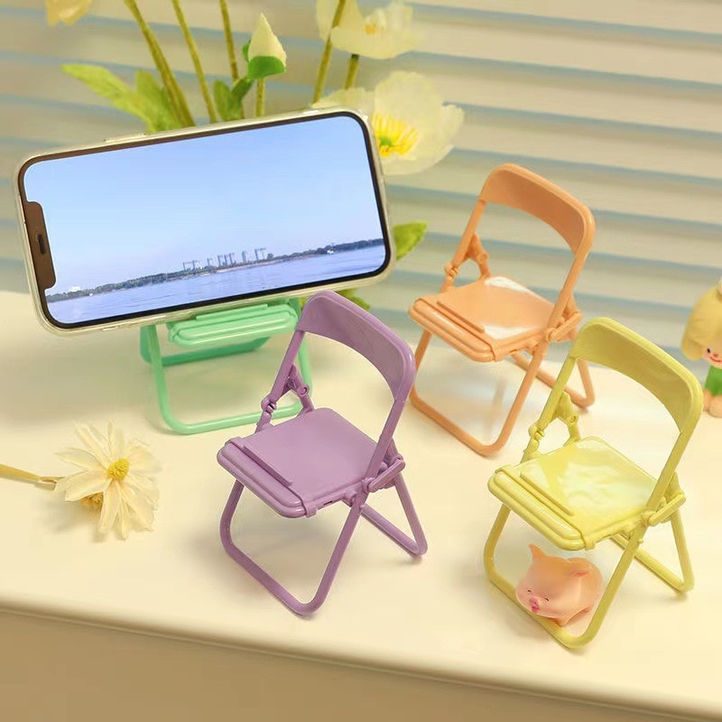 Portable Mini Mobile Phone Stand Desktop Chair Stand Adjustable Macaron Color Stand Foldable Shrink Decoration