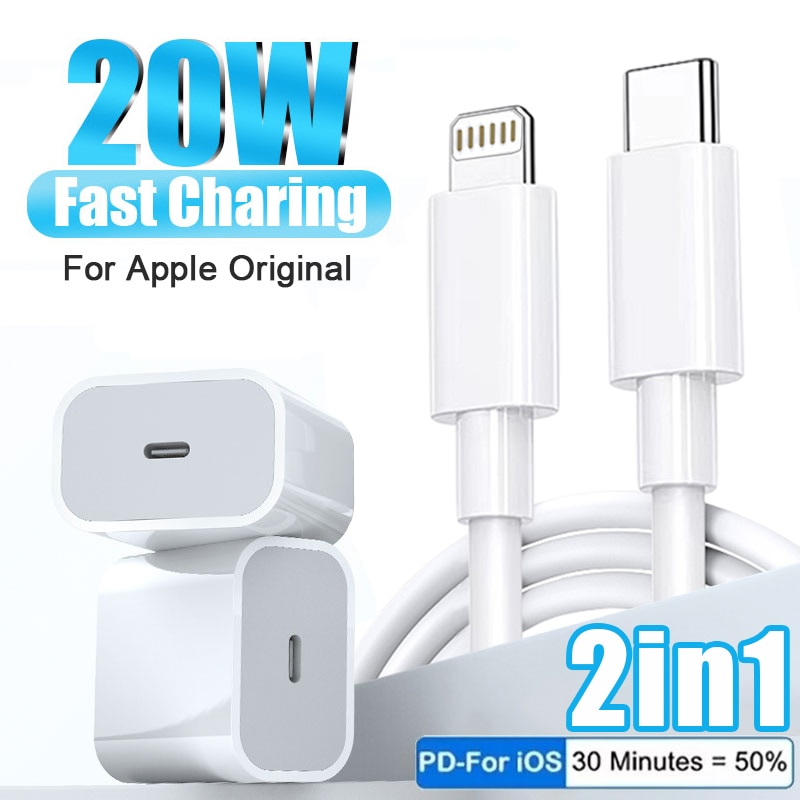Original PD 20W Fast Charger For iPhone 14 13 12 11 Pro Max Mini XS XR For iPad Air Charger USB C To Lightning Cable Accessories