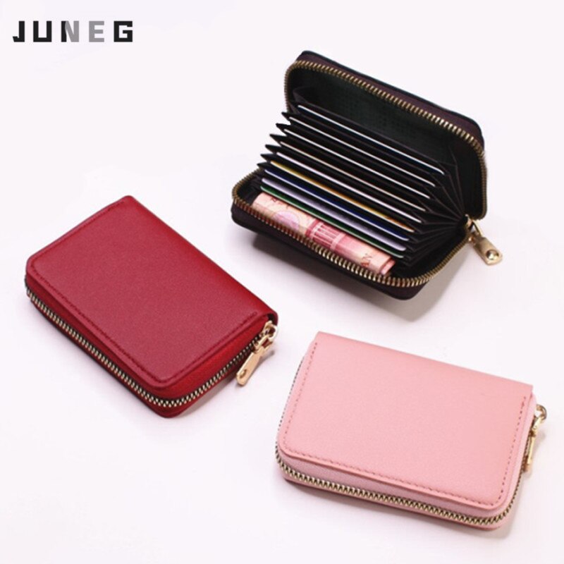 Card Bag for Women PU Leather Short Simple Zipper Wallet Multi Card Slot Large Capacity Purse for Students Female Coin Wallet